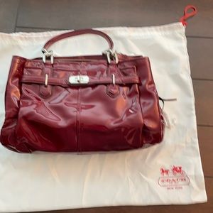 Red patent leather COACH purse